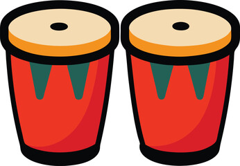 Vibrant Red Congas Rhythmic Percussion Instruments
