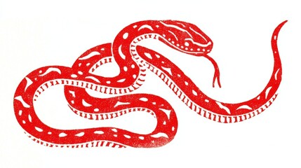 Obraz premium Red China snake, festive art paper-cut in year of the snake Spring Festival.