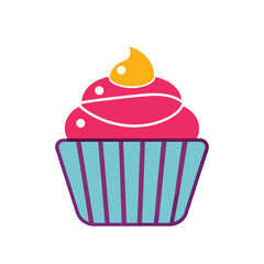 cupcake vector illustration, Cupcake Flat Design Dessert Icon