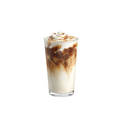 Iced Caramel Macchiato in a Glass with Whipped Cream