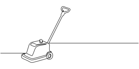 cleaning machine continuous one line drawing, Continuous single line sketch drawing of vacuum cleaner electric household appliance one line editable stroke vector illustration, One single line drawing