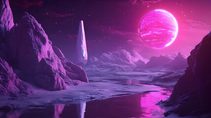 Futuristic Fantasy Landscape - Sci-Fi Planetary Vista for Professional Projects