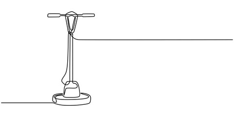 cleaning machine continuous one line drawing, Continuous single line sketch drawing of vacuum cleaner electric household appliance one line editable stroke vector illustration, One single line drawing