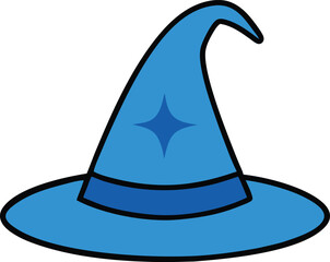 Enchanted Blue Wizard Hat Magical Illustration