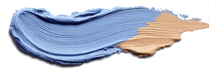Light Blue Brush Stroke on Beauty Cream Sample Against White Background for Skincare Palette