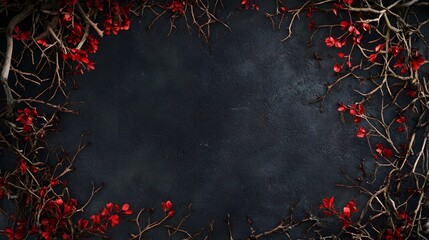 Eerie Gothic Dark Fantasy Backdrop Bordered with Dry Branches
