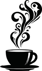 Silhouette of steam coming from hot drink vector style on white background