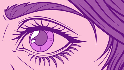Fototapeta premium Vector illustration of a woman's eye with long eyelashes, showcasing beauty and fashion