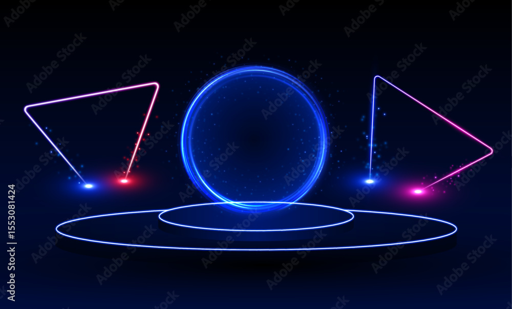 Poster abstract laser lights in a 3d world. vibrant neon lines form a complex laser display in a 3d world, 