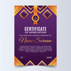 Purple gold certificate template