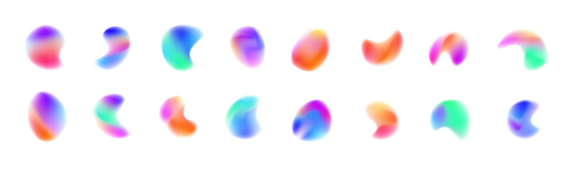 Abstract pastel neon holographic blurred grainy circle gradient on white background texture in PNG vector format. Space bright colorful shapeless frame PNG on white background.	