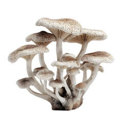 Cluster of Delicate Mushrooms on Transparent Background