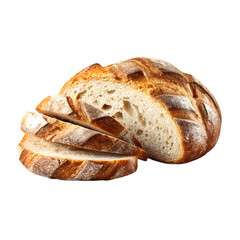 Sliced Artisan Bread Loaf on Transparent Background
