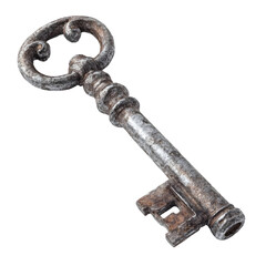 Antique Key on Transparent Background