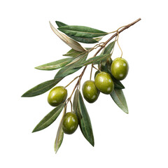 Olive Branch with Olives on Transparent Background