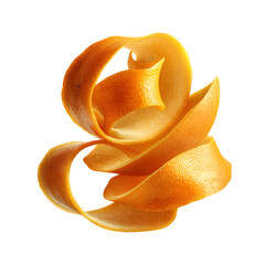 Citrus Peel Zest Spiral on Transparent Background