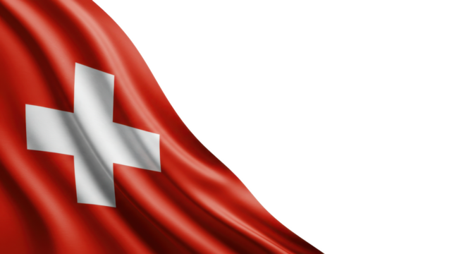  swiss flag billowing in the wind on transparent, png