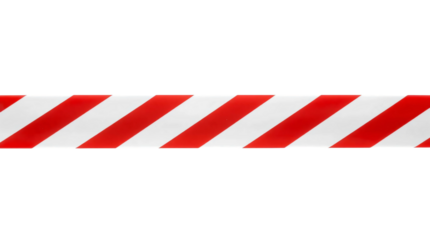 Red and white caution tape isolated on transparent background