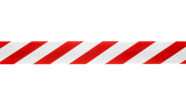 Red and white caution tape isolated on transparent background