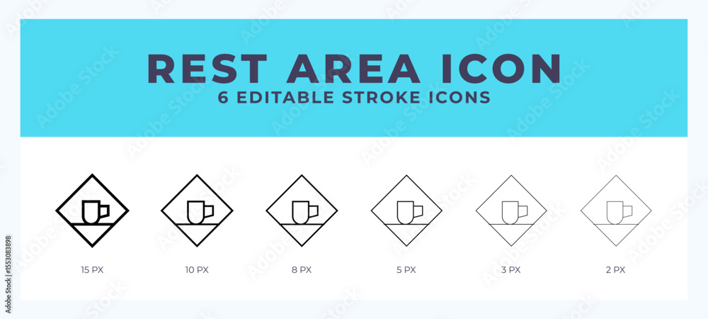 Poster rest area icon set with different stroke. design elements for logo. vector illustration.