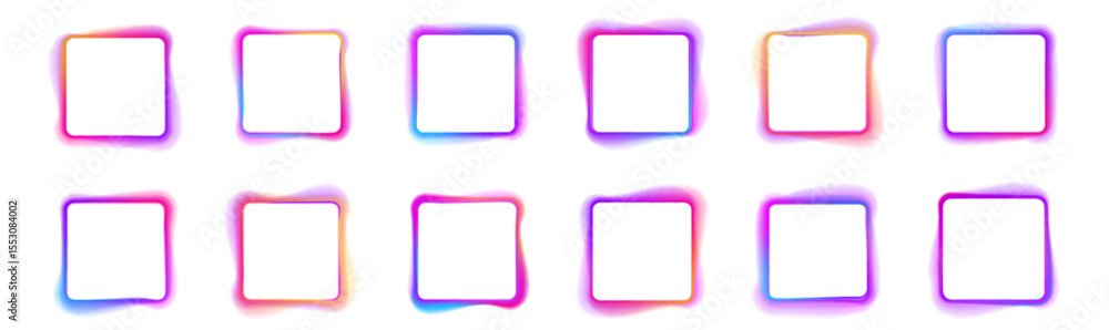 Poster colorful gradient backgrounds with square frames, abstract colors, grid mixed with soft neon light, 
