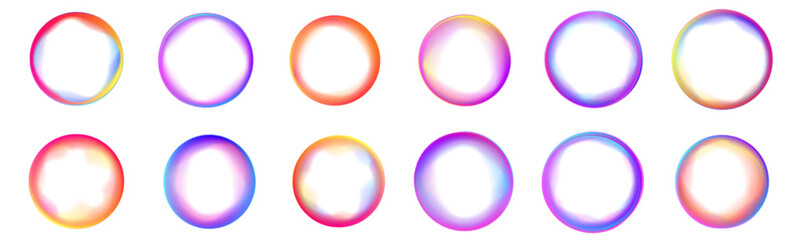 Set of round gradient, pink, purple color round wavy speed and motion lines on white transparent background. Can be used for badges, price tags, labels.	