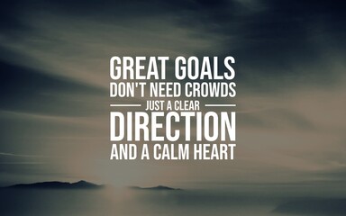Motivational poster featuring inspiring text about setting goals and peace, depicted on an...