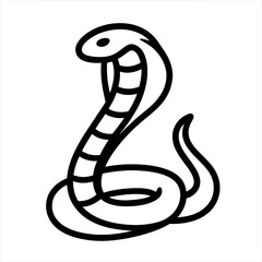 Fototapeta premium Snake illustration in outline style with curved body and head raised 