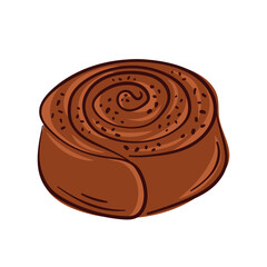 Cinnamon roll pastry in flat style. Perfect for bakery branding icon, delivery packaging, breakfast menu design and sweet pastry shop.