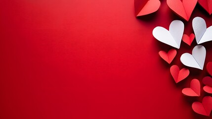 Red and White Paper Hearts Valentine's Day Background