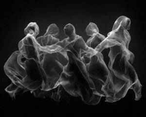 Abstract, flowing forms in motion.