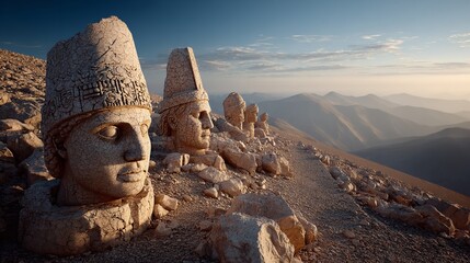Nemrut ruins landscape travel destination Turkey ancient history mountain tourism landmark culture