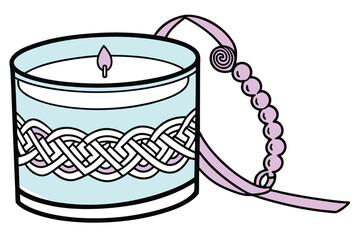 Minimalist vector illustration of a candle with a flame