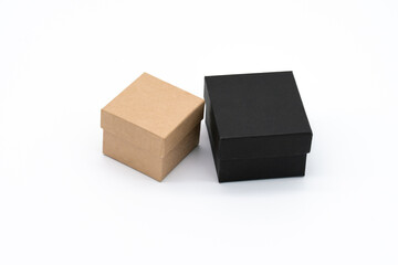 couple of holiday gift boxes with on white background