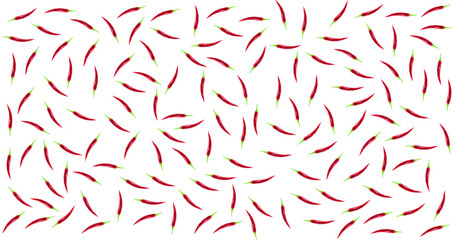 background chili peppers in even rows on white as a pattern or screensaver
