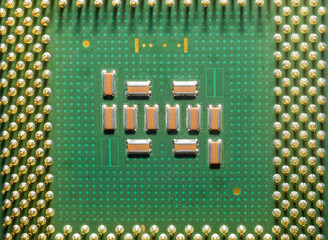 Computer processor close-up, modern technologies and production of components