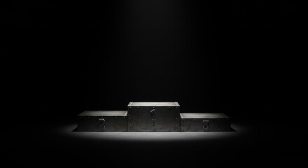 Dark Dramatic Winner's Podium Spotlight on Success, Achievement, and Victory