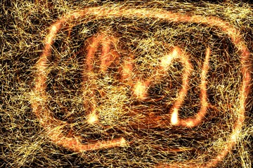 fiery whirlwind cloud frozen lines on a black background