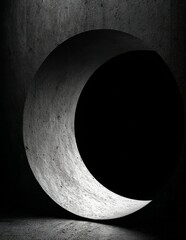 Crescent-shaped concrete archway.