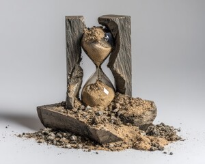 Broken hourglass symbolizing the passage of time.