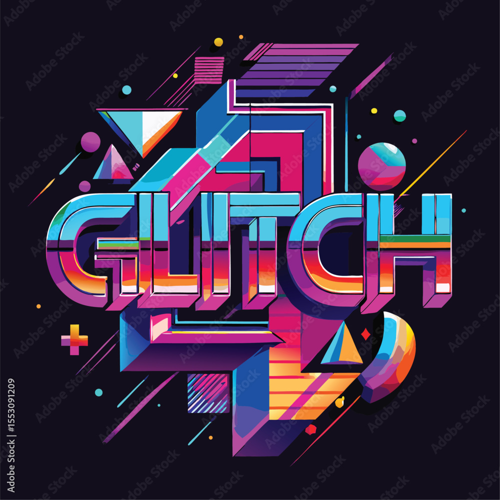 Poster abstract vector background with neon arrows and colorful light design
