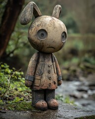 Detailed outdoor sculpture of a weathered figure.