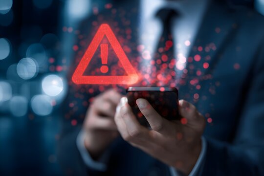Mobile Phone Alert Warning Sign. - Powered by Adobe
