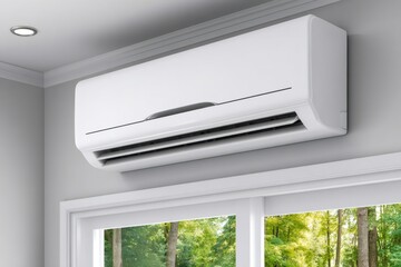 Modern air conditioner providing cooling comfort in home interior