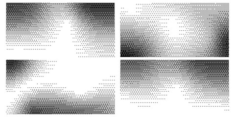 Trendy pixelated bitmap texture. Halftone gradient in Y2K style. Vector pixel template.