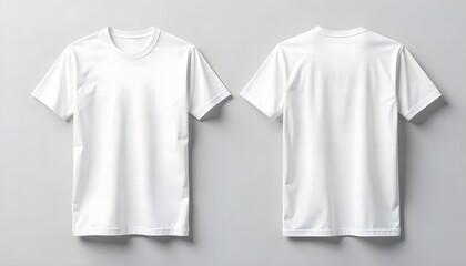 White t shirt isolated template front and back casual cotton tshirt design vector clothing apparel for men