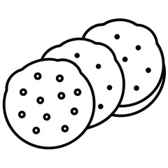 Chocolate Cookies line art Vector Set