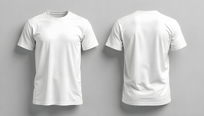 White blank cotton t-shirt template showing front and back views for casual men's fashion and sportwear design