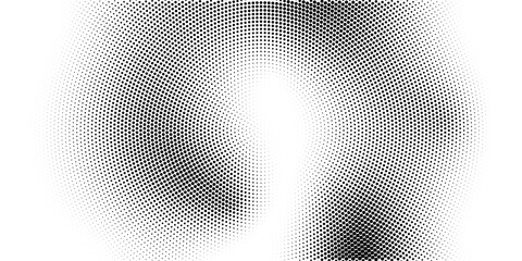 Abstract radial halftone gradient texture. Vector concentric dotted grunge background for poster, overlay, cover, card. Pixelated retro backdrop