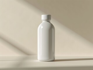 White plastic bottle isolated on white background, PNG